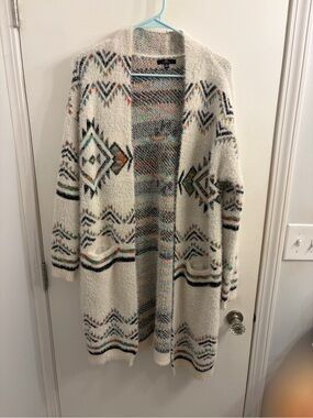 My Michelle Cream Aztec Open-Front Cardigan with Multicolor Accents